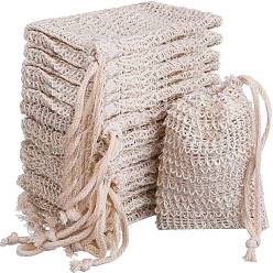 Античный Белый Вспенивающие сетки из хлопка и льна, мыльная сетка, двухслойные сетки из пенопласта, для чистки лица, старинный белый, 14x12 см