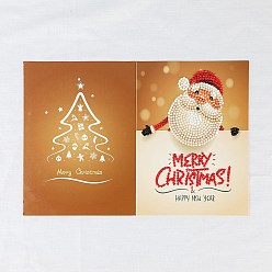 Santa Claus Diy рождественская открытка набор для алмазной живописи, включая конверт, сумка со стразами из смолы, алмазная липкая ручка, поднос тарелка и клей глина, Дед Мороз, 180x130 мм