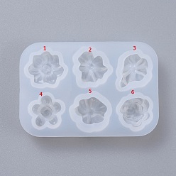 Blanco Moldes de silicona de flores diy, para la fabricación de joyas de resina uv y resina epoxi, blanco, 80x55x10 mm