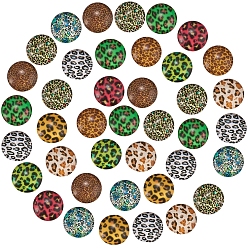 Mixed Color SUNNYCLUE Glass Cabochons, Half Round with Leopard Print Pattern, Mixed Color, 12x4mm, 10colors, 10pcs/color, 100pcs/box