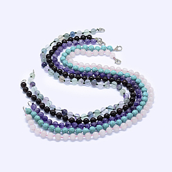 Pierre Mélangete Colliers naturels et synthétiques en perles mélangées, avec les accessoires en laiton, ronde, 18.5 pouces ~ 20.4 pouces (47~52 cm)
