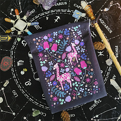 Олень Бархатные сумки для хранения карт Таро, настольный держатель для карт Таро, чёрные, прямоугольные, Узор оленя, 18x13 см