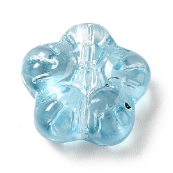 Azul Cielo Perlas de vidrio transparentes, flor de la flor del ciruelo, luz azul cielo, 12.5x13x5.5 mm, agujero: 1.2 mm