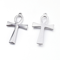 Stainless Steel Color Easter 304 Stainless Steel Pendants, Ankh Cross
, Stainless Steel Color, 44.5x25.5x2.5mm, Hole: 1.5mm