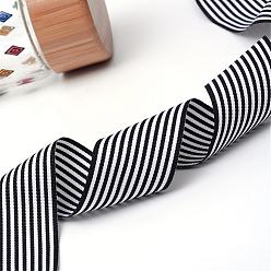 Black Striped Polyester Grosgrain Ribbon, Black, 1-1/2 inch(38mm), about 100yards/roll(91.44m/roll)