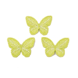 Yellow Green Polyester Butterfly Cabochons, for Hair Accessories Making, Yellow Green, 30x43mm