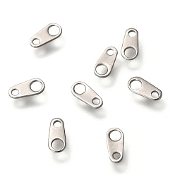 Stainless Steel Color 304 Stainless Steel Chain Tabs, Chain Extender Connectors, Stainless Steel Color, 6x3x0.5mm, Hole: 1~1.8mm