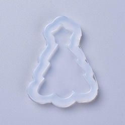 White Christmas Food Grade Silicone Molds, Resin Casting Molds, For UV Resin, Epoxy Resin Jewelry Making, Christmas Tree, White, 58x45x7mm, Inner Diameter: 48x35mm