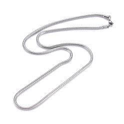 Stainless Steel Color 304 Stainless Steel Round Snake Chains Necklaces, with Lobster Claw Clasp, Stainless Steel Color, 25.7 inch(65.5cm)
