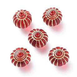 Rouge Perles acryliques plaquées, métal enlacée, lanterne, rouge, 14x13.5mm, Trou: 1.6mm, environ400 pcs / 500 g