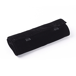 Black Foldable Velvet Jewelry Travel Roll Bag, Portable Storage Case, For Jewelry Set Display, Black, 63x56.5x2.3cm