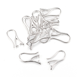 Platinum Brass Earring Hooks, Platinum, 20~21x2mm, 18 Gauge, Pin: 1mm