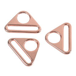 Rose Gold Alloy Adjuster Triangle with Bar Swivel Clips, D Ring Buckles, Rose Gold, 34mm, Inner Size: 38mm