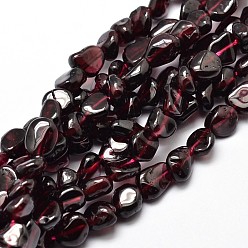 Garnet Natural Garnet Nuggets Beads Strands, Tumbled Stone, 5~10x6~7x3~7mm, hole: 1mm, about 14.9 inch~15.7 inch