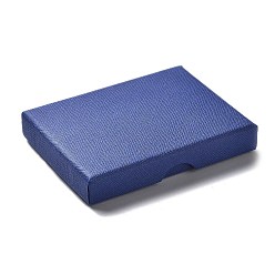 Синий Картон комплект ювелирных изделий коробки, с губкой внутри, прямоугольные, синие, 9.05x7.1x1.55~1.65 см
