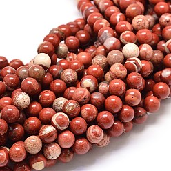 Jaspe Rouge Rouge naturel perles de jaspe brins, ronde, 8mm, Trou: 1mm, Environ 48 pcs/chapelet, 14.9 pouce