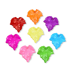 Mixed Color Opaque Acrylic Pendants, Leaf, Mixed Color, 24x23.5x6mm, Hole: 1.6mm, about 1080pcs/500g