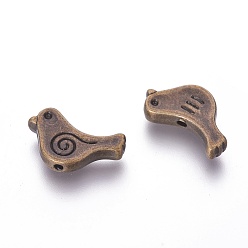 Antique Bronze Tibetan Style Alloy Beads, Bird, Cadmium Free & Lead Free, Antique Bronze, 9x15x2.5mm, Hole: 1.5mm