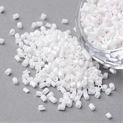 White Opaque Colors Lustered Two Cut Glass Seed Beads, Round Hole, Hexagon, White, 2~6x2mm, Hole: 0.5mm, about 21000pcs/450g, 450g/bag