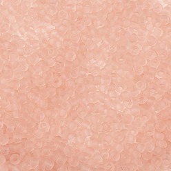 (11F) Transparent Frost Rosaline Toho perles de rocaille rondes, perles de rocaille japonais, (11 f) rosaline givrée transparente, 8/0, 3mm, Trou: 1mm, à propos 222pcs / bouteille, 10 g / bouteille