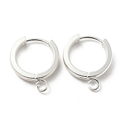 Silver 201 Stainless Steel Huggie Hoop Earrings Findings, with Vertical Loop, with 316 Surgical Stainless Steel Earring Pins, Ring, Silver, 16x3mm, Hole: 2.7mm, Pin: 1mm