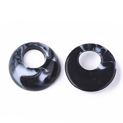 Black Acrylic Pendants, Imitation Gemstone Style, Flat Round, Black, 19.5x6mm, Hole: 8mm, about 460pcs/500g