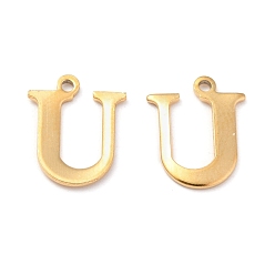 Letter U Ion Plating(IP) 304 Stainless Steel Alphabet Charms, Golden, Letter.U, 12x9.5x1mm, Hole: 1mm