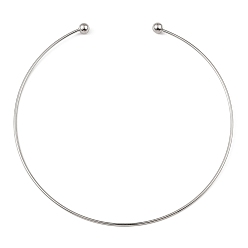 Stainless Steel Color 304 Stainless Steel Necklaces, Minimalism Rigid Necklace, with Removable Beads, Stainless Steel Color, Inner Diameter: 5-7/8 inch(15cm)