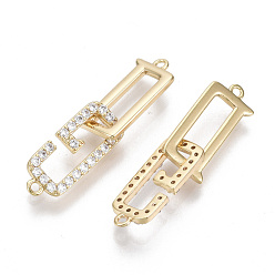 Real 18K Gold Plated Brass Micro Pave Clear Cubic Zirconia Hook and S-Hook Clasps, Connector Components for Jewelry Making, Nickel Free, Real 18K Gold Plated, Hook Ring: 14.5x7x1mm, Hole: 1mm, G Shape: 15.5x6.5x1.5mm, Hole: 1mm