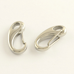 Stainless Steel Color 304 Stainless Steel Keychain Clasp Findings, Stainless Steel Color, 26x12x5mm