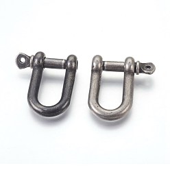 Antique Silver 304 Stainless Steel Screw D-Ring Anchor Shackle Clasps, Antique Silver, 33x29x10mm, Hole: 2mm, 10x20mm Inner Diameter