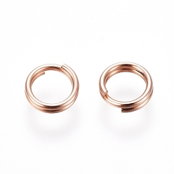 Rose Gold 304 Stainless Steel Split Rings, Double Loops Jump Rings, Rose Gold, 5x1mm, Inner Diameter: 3.5mm, Single Wire: 0.5mm