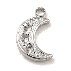 Stainless Steel Color 304 Stainless Steel Pendants Rhinestone Setting, Moon, Stainless Steel Color, 12x7.5x2mm, Hole: 1.5mm, Fit for 1.4mm rhinestone