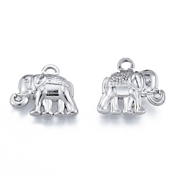 Stainless Steel Color 201 Stainless Steel Pendants, Elephant, Stainless Steel Color, 13.5x15.5x3mm, Hole: 1.6mm