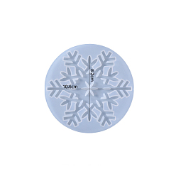 Blanco Moldes de silicona para posavasos con copos de nieve con temática de invierno, molde de fundición de resina, para diy resina uv, artesanía de resina epoxi, blanco, 112x6 mm, diámetro interior: 106x82 mm