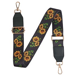 Flower Wide Polyester Purse Straps, Replacement Adjustable Shoulder Straps, Retro Removable Bag Belt, with Swivel Clasp, for Handbag Crossbody Bags Canvas Bag, Sunflower Pattern, 79~12.9x3.8cm
