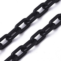 Noir Chaînes de câble en acrylique opaque, ovale, noir, 13x8x2mm, 19.68 pouce (50 cm)/brin
