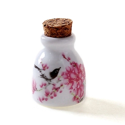 Rose Chaud Bouteille de parfum vide en porcelaine faite à la main, motif pivoine, huile essentielle, bouteille rechargeable, rose chaud, 3.5x2.6 cm