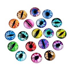 Mixed Color Dragon Eye Half Round/Dome Printed Glass Cabochons, Mixed Color, 25x7mm