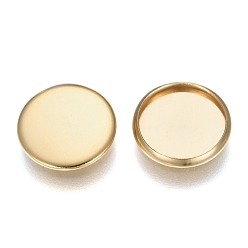 Golden 304 Stainless Steel Plain Edge Bezel Cups, Cabochon Settings, Flat Round, Golden, Tray: 12mm, 13.5x1.8mm