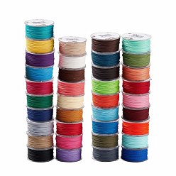 Mixed Color Round Waxed Polyester Cord, Twisted Cord, Mixed Color, 1mm, about 49.21 Yards(45m)/Roll