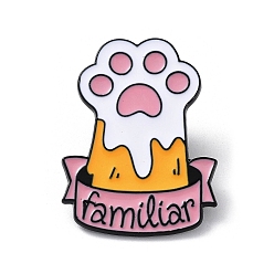 Paw Print Kawaii Cute Pink Cat's Claw Pet Theme Enamel Pins, Black Alloy Badge for Women, Paw Print, 30x23x1mm