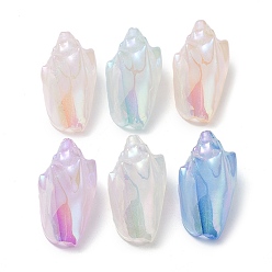 Mixed Color Iridescent Plating Acrylic Beads, Conch Shell Shape, Mixed Color, 30x15.5x14.5mm, Hole: 1.6mm