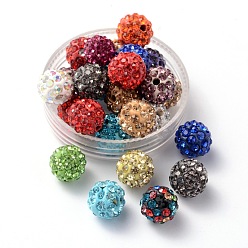 Mixed Color Polymer Clay Rhinestone Beads, Grade A, Round, PP15, Mixed Color, 10mm, Hole: 1.8~2mm, 6 Rows Rhinestone, PP15(2.1~2.2mm)