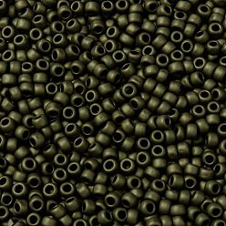 (617) Matte Color Dark Olive Toho perles de rocaille rondes, perles de rocaille japonais, (617) couleur mate olive foncé, 8/0, 3mm, Trou: 1mm, environ1110 pcs / 50 g