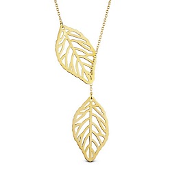 Real 18K Gold Plated SHEGRACE Fashion Filigree 925 Sterling Silver Pendant Lariat Necklace, with Leaves Pendant, Real 24K Gold Plated, 15.7 inch(40cm)