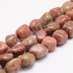 Unakita Perlas naturales unakite hebras, piedra caída, pepitas, 18~25x16~18x12~16 mm, agujero: 2 mm, sobre 22~25 unidades / cadena, 15.75 pulgada