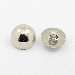 Plata Botón de caña de acrílico chapado 1 hoyos, Botones de media caña / domo, el color plateado de plata, 15x6 mm, agujero: 2 mm