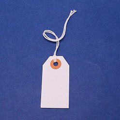 White Paper Price Tags, with Cotton Rope, Rectangle, White, 25cm, 100pcs/set