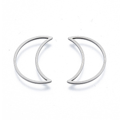 Stainless Steel Color 201 Stainless Steel Linking Rings, Moon, Stainless Steel Color, 21x14.5x1mm, Inner Diameter: 7x19.5mm